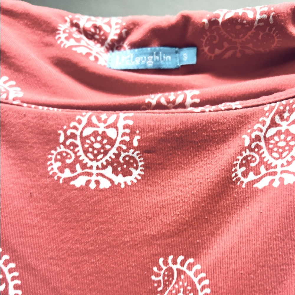 J.McLaughlin 3/4 sleeve Coral & White Print Dress